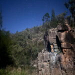 Night time stars behind the Pinnacle at Secret Gorge